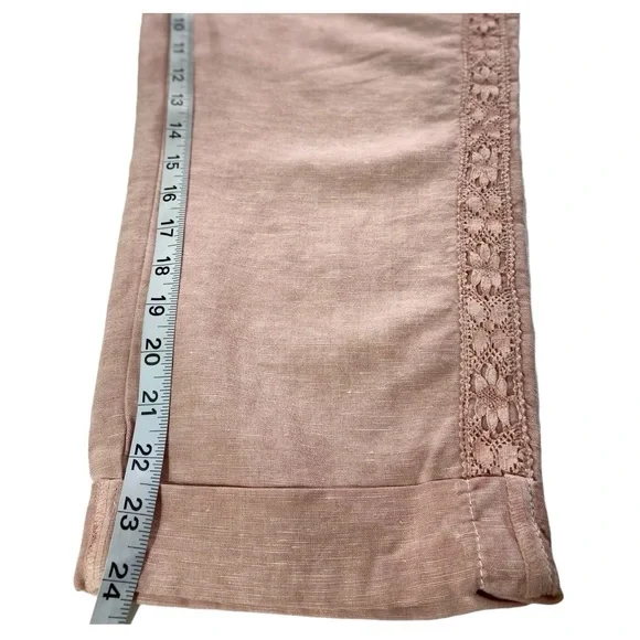 Coldwater Creek NWT Pale Mauve Lace Trim Cuffed Ankle Pant - Size 10 - Picture 10 of 16